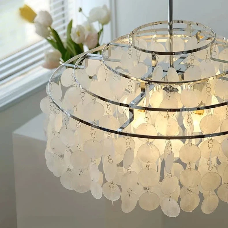 Kroonluchter Schelpen Rond Goud Zilver LED Woonkamer Eetkamer Slaapkamer Hotelhal Trappenhuis Parlor | Sansoti