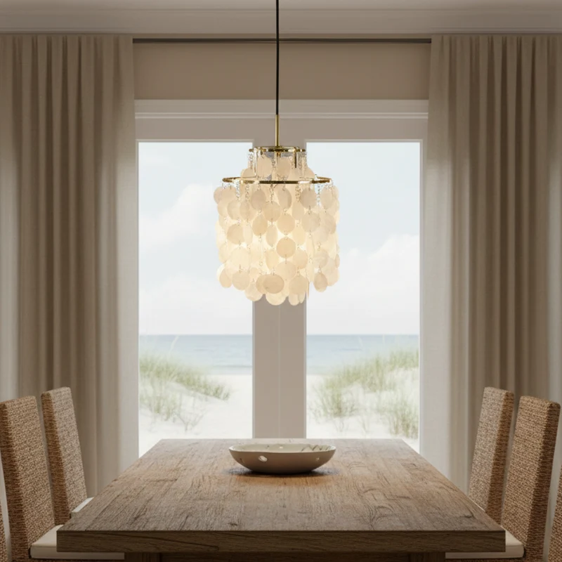 Kroonluchter Schelpen Rond Goud Zilver LED Woonkamer Eetkamer Slaapkamer Hotelhal Trappenhuis Parlor | Sansoti
