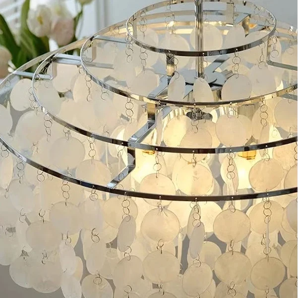 Kroonluchter Schelpen Rond Goud Zilver LED Woonkamer Eetkamer Slaapkamer Hotelhal Trappenhuis Parlor | Sansoti