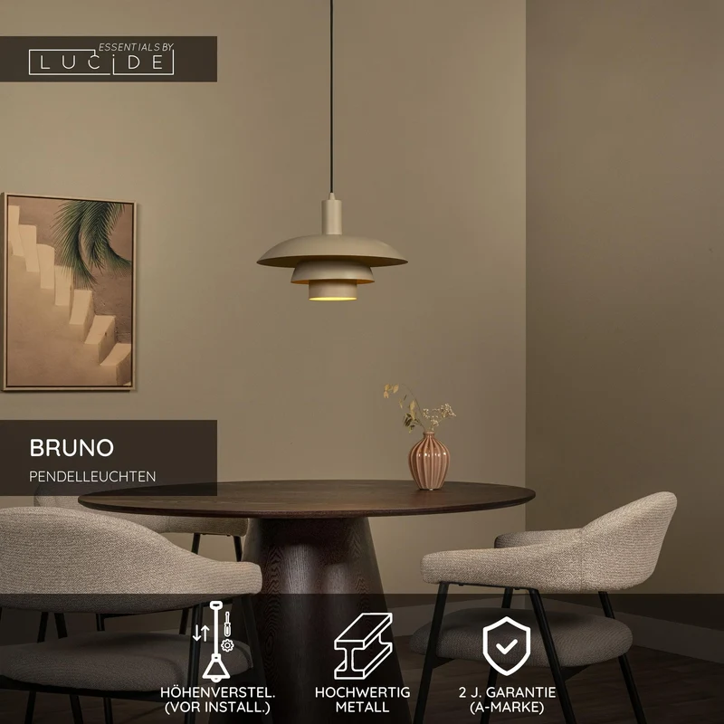 Pendelleuchte Bruno 1-flammig höhenverstellbar Ø38cm