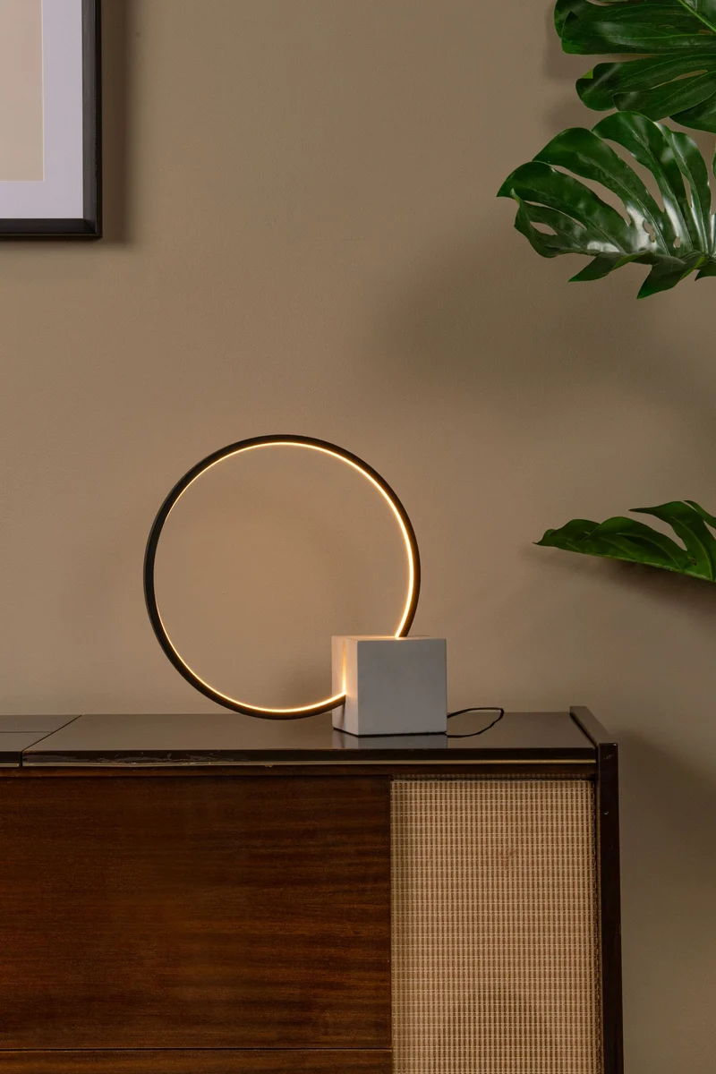 LED-Tischleuchte Cirkelis mit Touchdimmer Schwarz 32cm