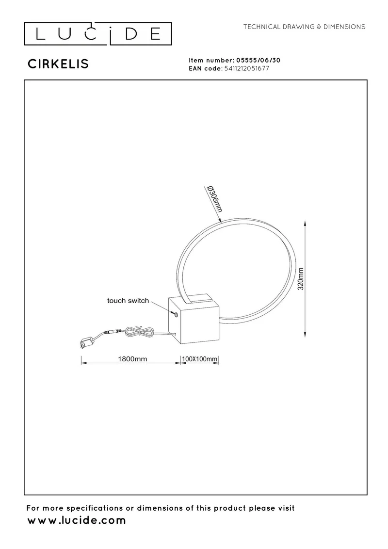 LED-Tischleuchte Cirkelis mit Touchdimmer Schwarz 32cm