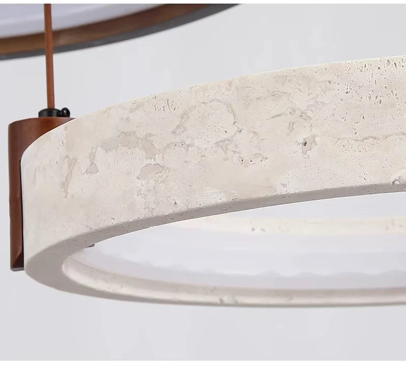 Natuursteen Plafondlamp Travertin Rond LED Dimbaar Woonkamer Eetkamer Hanglamp Luxe Design Interieur | Sansoti