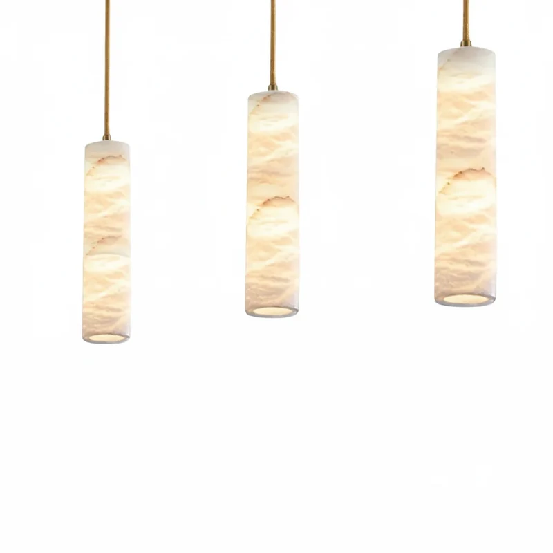 Hanglamp Natuursteen Alabaster Messing LED Verstelbaar Koord 150cm Eettafel Keuken Woonkamer Design Verlichting | Sansoti