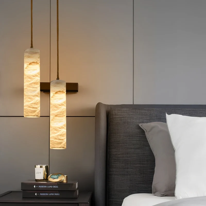 Hanglamp Natuursteen Alabaster Messing LED Verstelbaar Koord 150cm Eettafel Keuken Woonkamer Design Verlichting | Sansoti