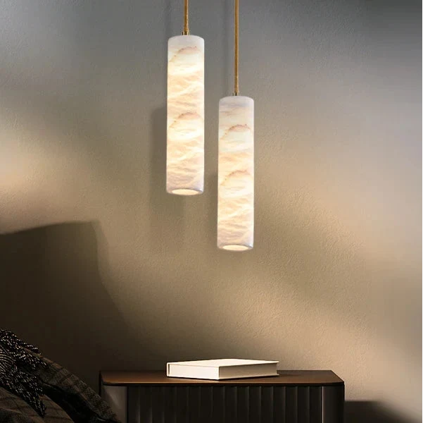 Hanglamp Natuursteen Alabaster Messing LED Verstelbaar Koord 150cm Eettafel Keuken Woonkamer Design Verlichting | Sansoti