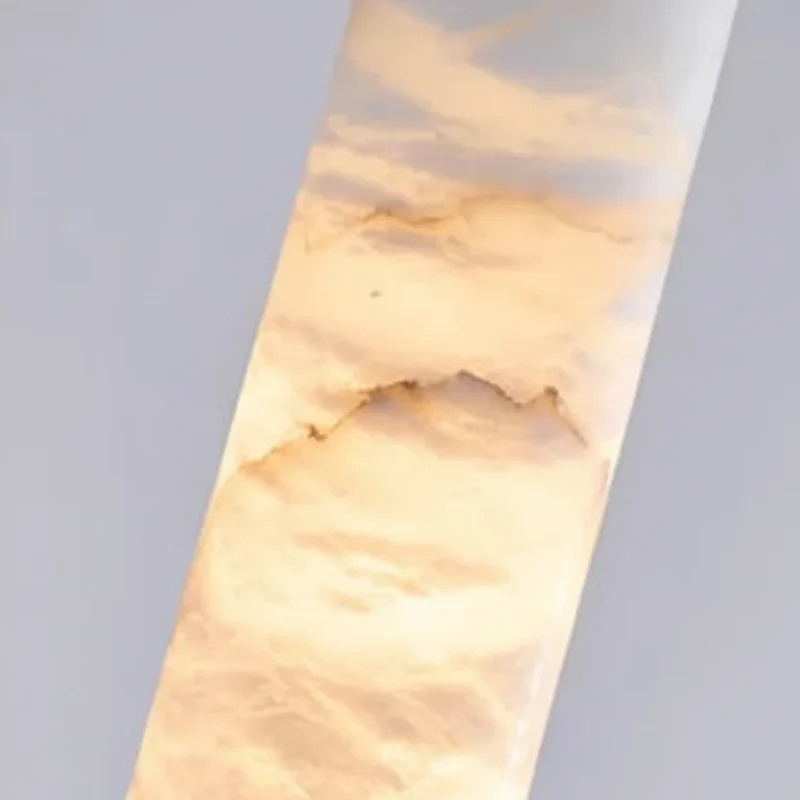 Hanglamp Natuursteen Alabaster Messing LED Verstelbaar Koord 150cm Eettafel Keuken Woonkamer Design Verlichting | Sansoti