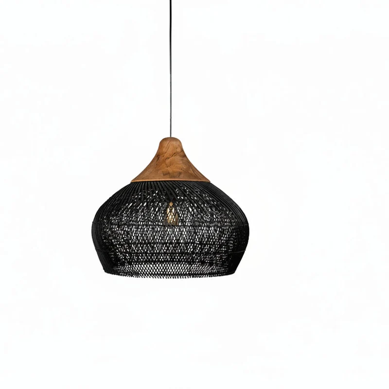 Handgevlochten Rotan Hanglamp Natuurlijke Sfeerverlichting Scandinavisch Design voor Keuken Woonkamer Eetkamer | Sansoti