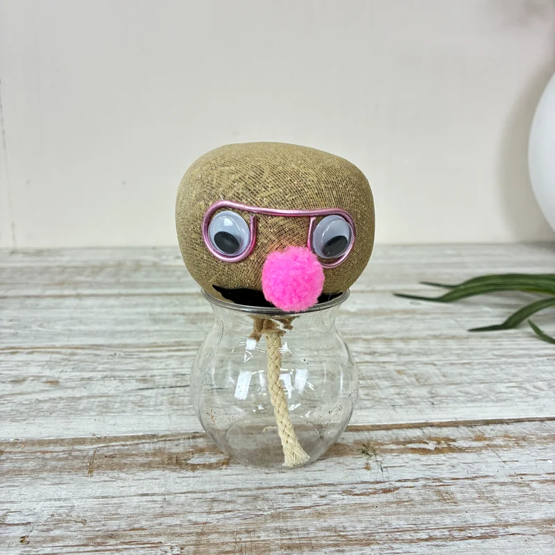 Graskopf Im Glas Rosa 12cm Gesicht Pflanze Pflanz-Set Grasgesicht Deko