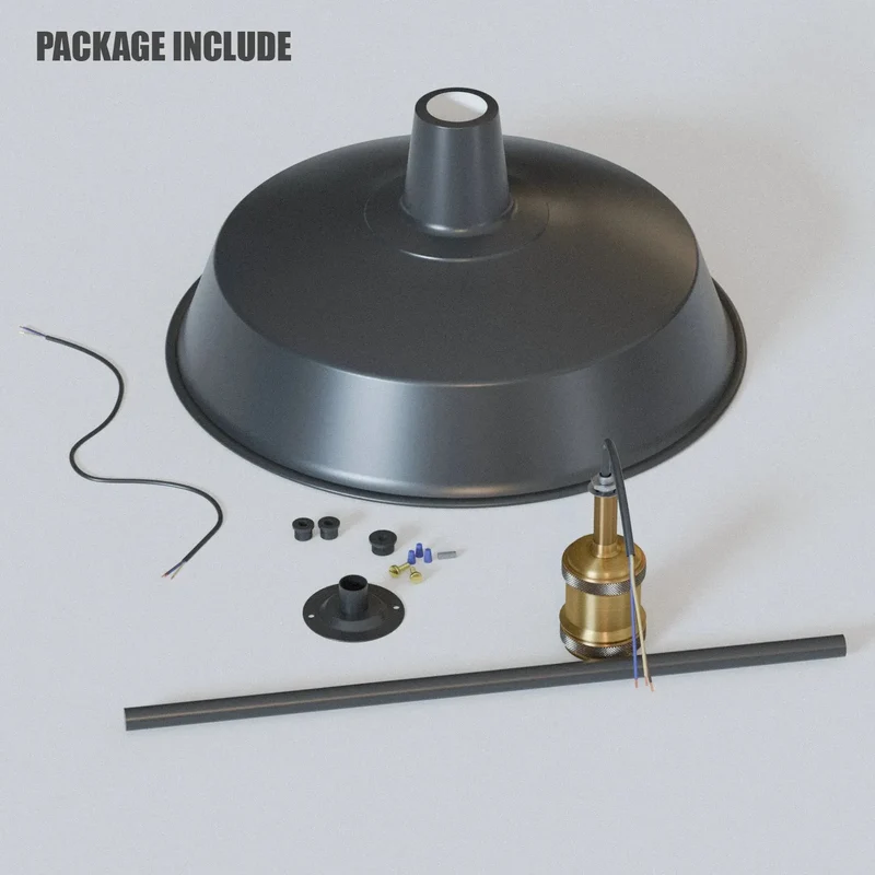 Schwarz Metall Decke E27 Leerrohr Pendelleuchte Kit ~3346