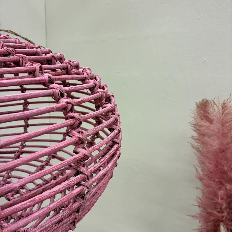 KidsDepot Hängelampe Pumpkin Pendelleuchte Rattan Rosa Lampe