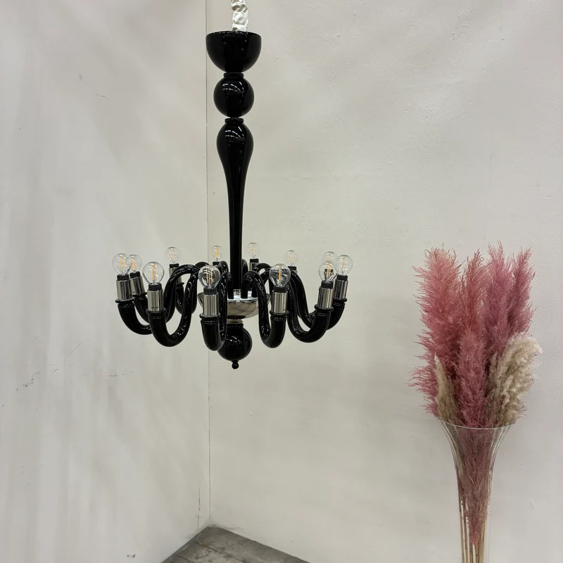 Kronleuchter Murano Schwarz Silber Atlantic Hotel Hamburg gebraucht Lampe