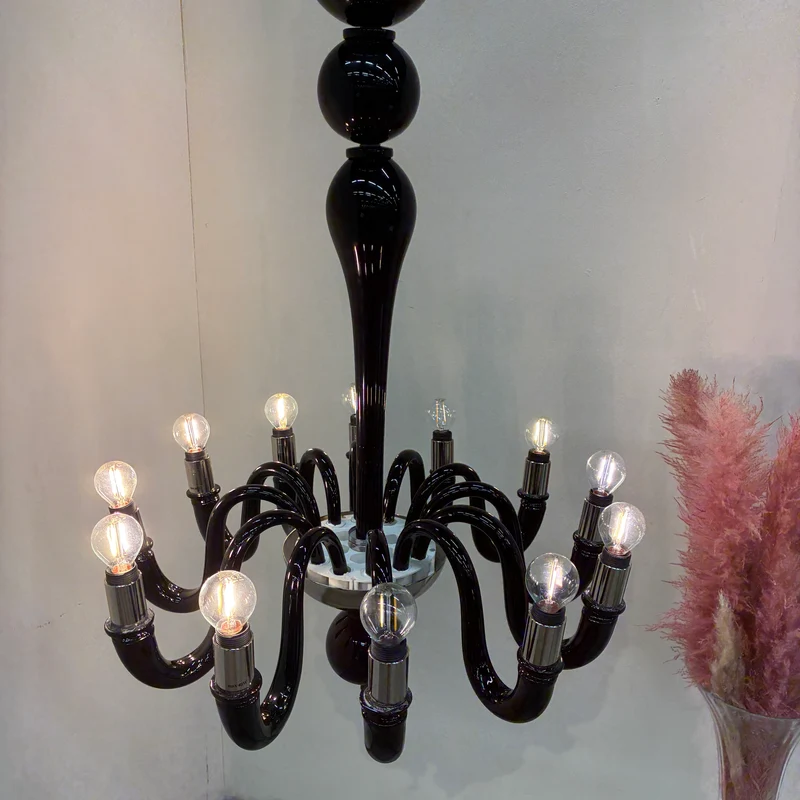 Kronleuchter Murano Schwarz Silber Atlantic Hotel Hamburg gebraucht Lampe