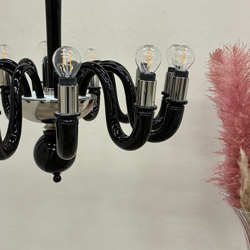 Kronleuchter Murano Schwarz Silber Atlantic Hotel Hamburg gebraucht Lampe