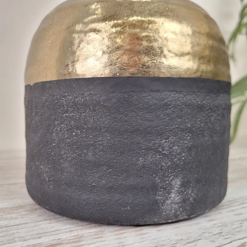 Countryfield Terri Design Vase Keramik Gold Schwarz Struktur Modern Neu