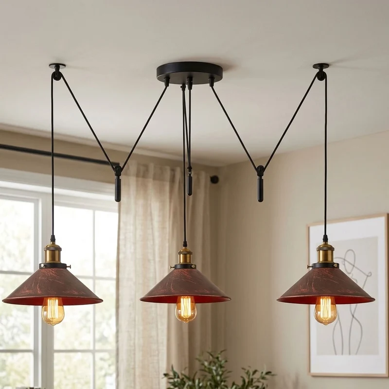 3-flammige Spinnenlampe – Dezentrale Vintage Industrie Hängelampe | Ø22cm | E27 ~3332
