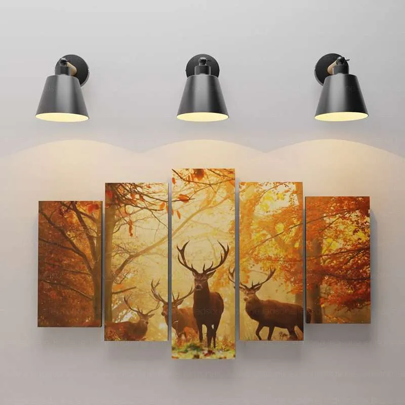 Moderne Wandleuchte aus Metall und Holz | um 180° Drehbar~3443