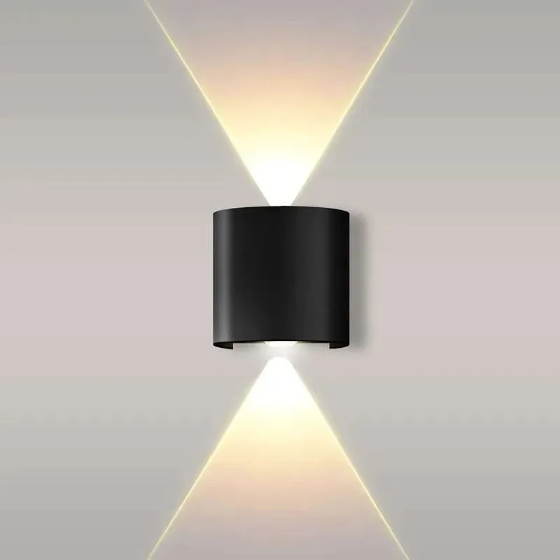 2W LED Innen-Außen Schwarz Gebogen UP Down Wandleuchte~3441