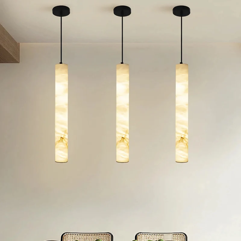 Cilindervormige Hanglamp Natuursteen Warm LED-licht Eetkamer Keukeneiland Slaapkamer Staal Scandinavisch | Sansoti