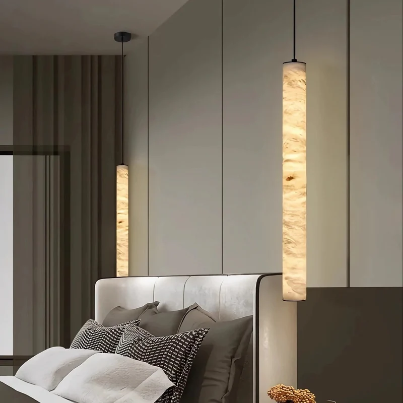 Cilindervormige Hanglamp Natuursteen Warm LED-licht Eetkamer Keukeneiland Slaapkamer Staal Scandinavisch | Sansoti