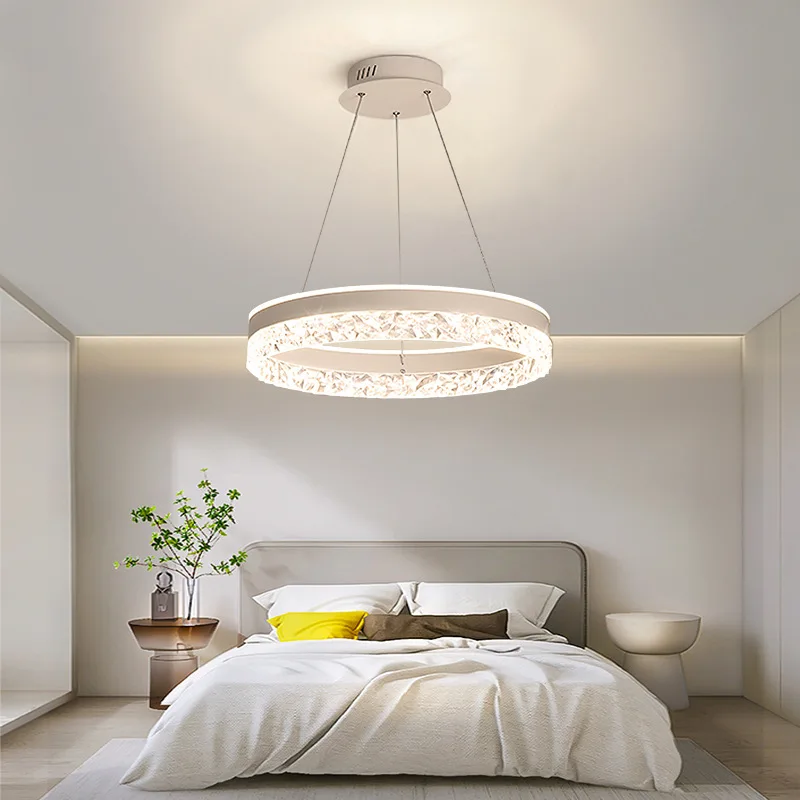 Ronde LED Kroonluchter met Kristallen Inleg Dimbaar Verstelbaar Modern Design Plafondverlichting Woonkamer | Sansoti