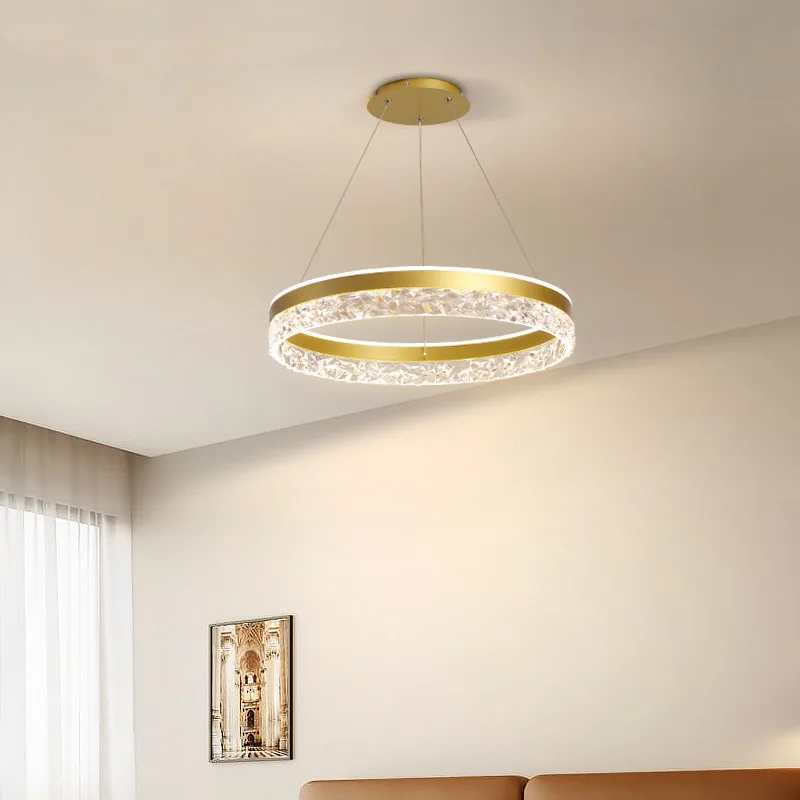 Ronde LED Kroonluchter met Kristallen Inleg Dimbaar Verstelbaar Modern Design Plafondverlichting Woonkamer | Sansoti