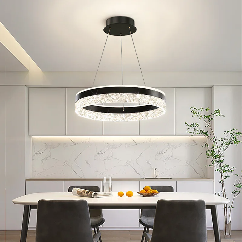 Ronde LED Kroonluchter met Kristallen Inleg Dimbaar Verstelbaar Modern Design Plafondverlichting Woonkamer | Sansoti