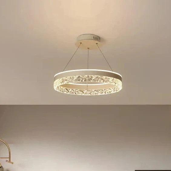 Ronde LED Kroonluchter met Kristallen Inleg Dimbaar Verstelbaar Modern Design Plafondverlichting Woonkamer | Sansoti
