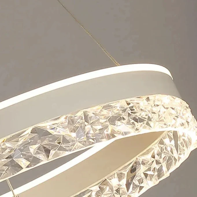 Ronde LED Kroonluchter met Kristallen Inleg Dimbaar Verstelbaar Modern Design Plafondverlichting Woonkamer | Sansoti