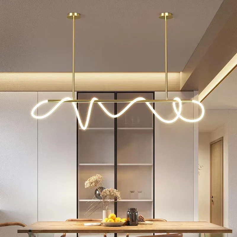Lineaire Hanglamp LED Aluminium Zwart Goud 80-150cm Modern Design Eetkamer Slaapkamer Woonkamer Verlichting | Sansoti