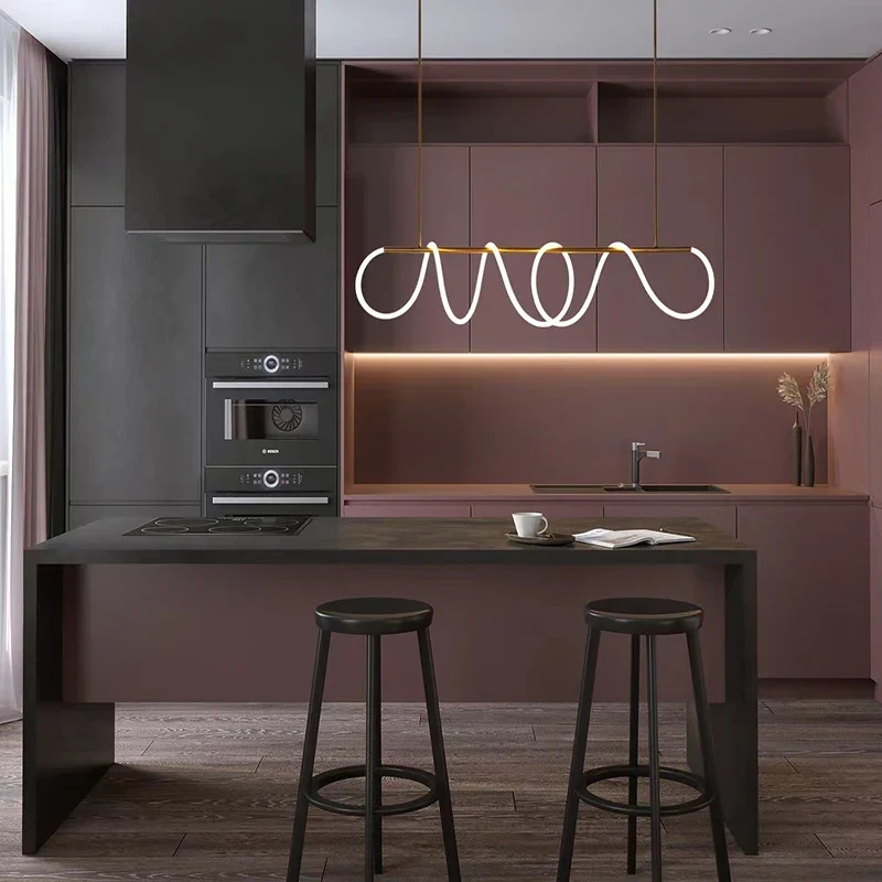 Lineaire Hanglamp LED Aluminium Zwart Goud 80-150cm Modern Design Eetkamer Slaapkamer Woonkamer Verlichting | Sansoti