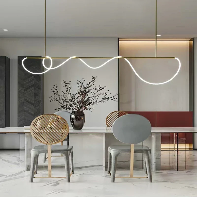 Lineaire Hanglamp LED Aluminium Zwart Goud 80-150cm Modern Design Eetkamer Slaapkamer Woonkamer Verlichting | Sansoti