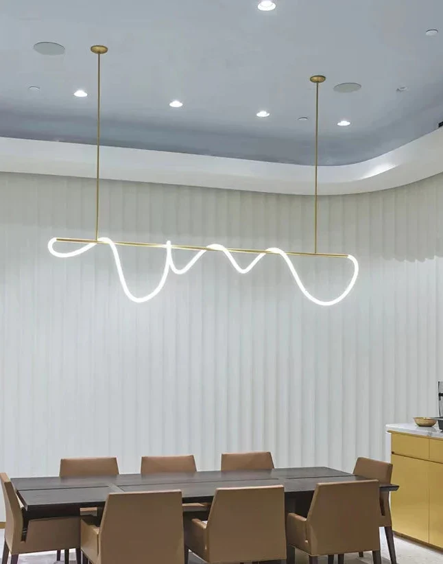 Lineaire Hanglamp LED Aluminium Zwart Goud 80-150cm Modern Design Eetkamer Slaapkamer Woonkamer Verlichting | Sansoti