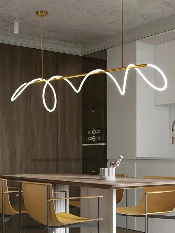 Lineaire Hanglamp LED Aluminium Zwart Goud 80-150cm Modern Design Eetkamer Slaapkamer Woonkamer Verlichting | Sansoti