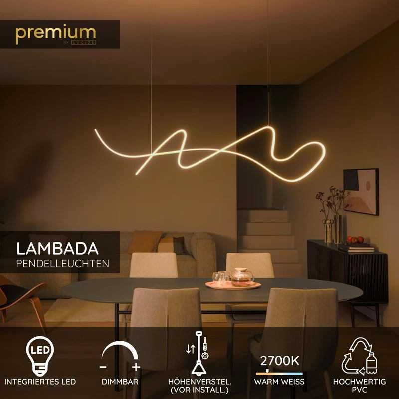 LED-Pendelleuchte Lambada dimmbar höhenverstellbar 165cm