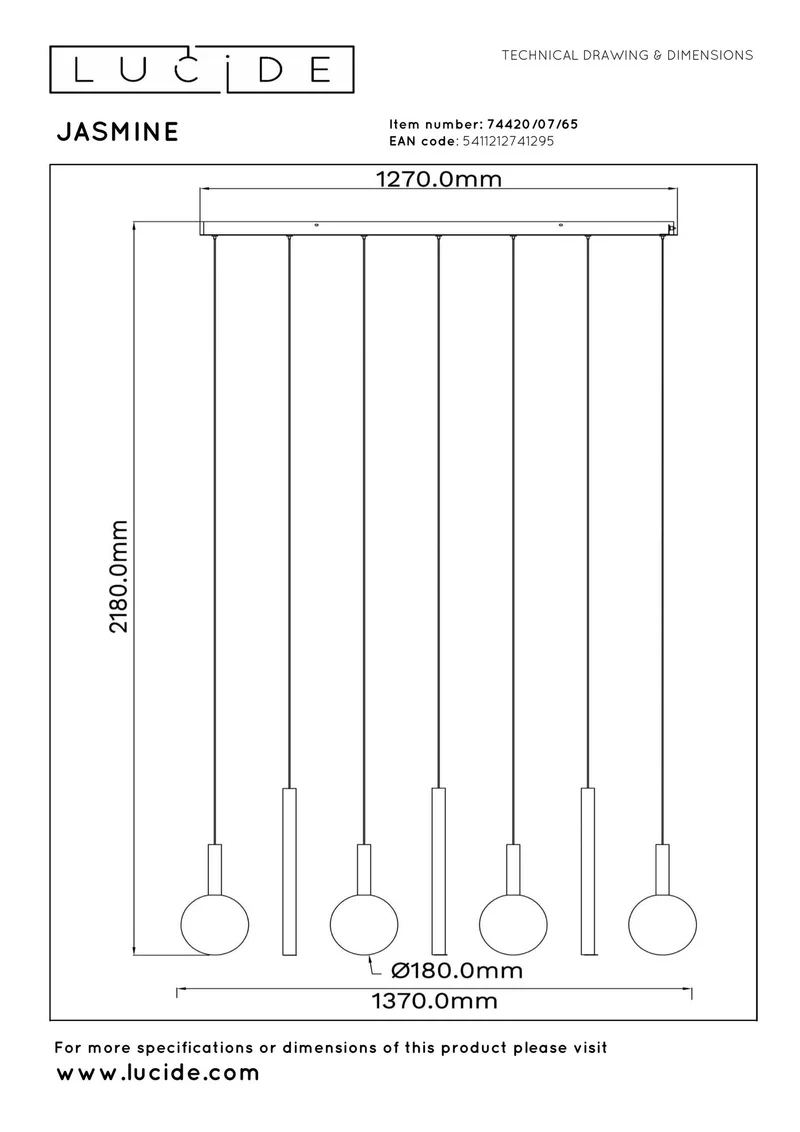 LED-Pendelleuchte Jasmine 7-flammig dimmbar CCT höhenverstellbar