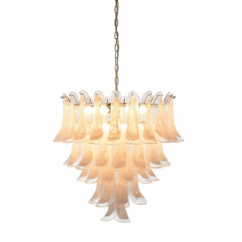 Glazen Kroonluchter Bloemblaadjes Design Dimbaar LED Verlichting Hal Woonkamer Eetkamer Goud Chroom Hanglamp | Sansoti