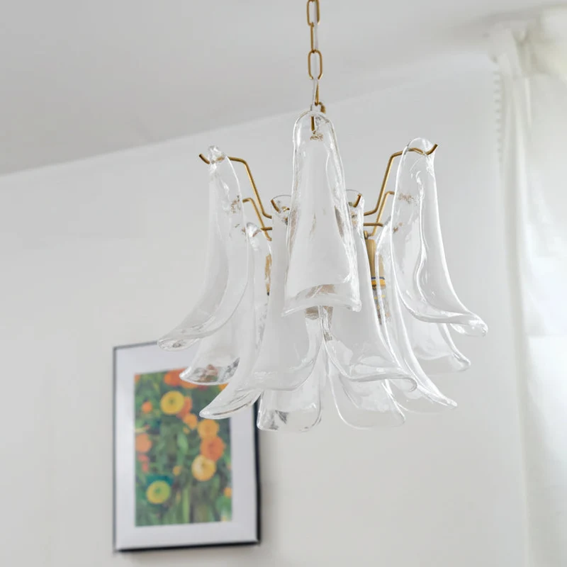 Glazen Kroonluchter Bloemblaadjes Design Dimbaar LED Verlichting Hal Woonkamer Eetkamer Goud Chroom Hanglamp | Sansoti
