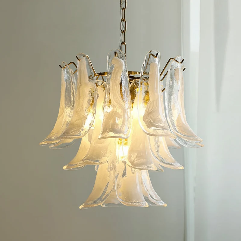 Glazen Kroonluchter Bloemblaadjes Design Dimbaar LED Verlichting Hal Woonkamer Eetkamer Goud Chroom Hanglamp | Sansoti