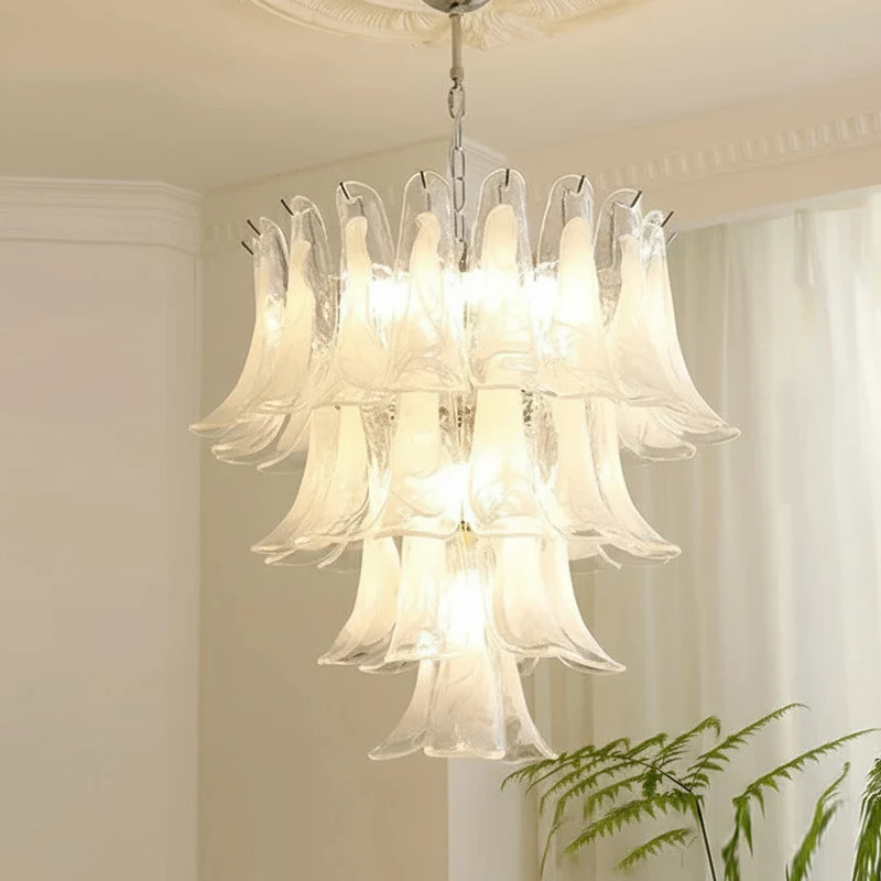 Glazen Kroonluchter Bloemblaadjes Design Dimbaar LED Verlichting Hal Woonkamer Eetkamer Goud Chroom Hanglamp | Sansoti