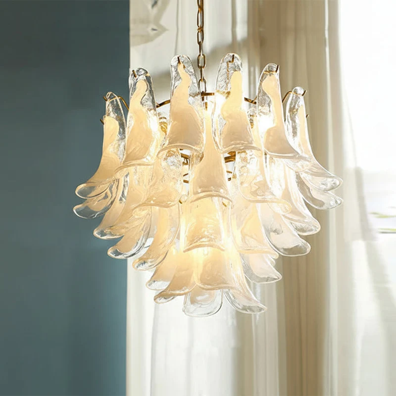 Glazen Kroonluchter Bloemblaadjes Design Dimbaar LED Verlichting Hal Woonkamer Eetkamer Goud Chroom Hanglamp | Sansoti