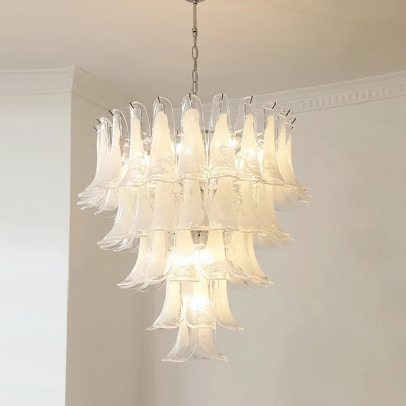 Glazen Kroonluchter Bloemblaadjes Design Dimbaar LED Verlichting Hal Woonkamer Eetkamer Goud Chroom Hanglamp | Sansoti
