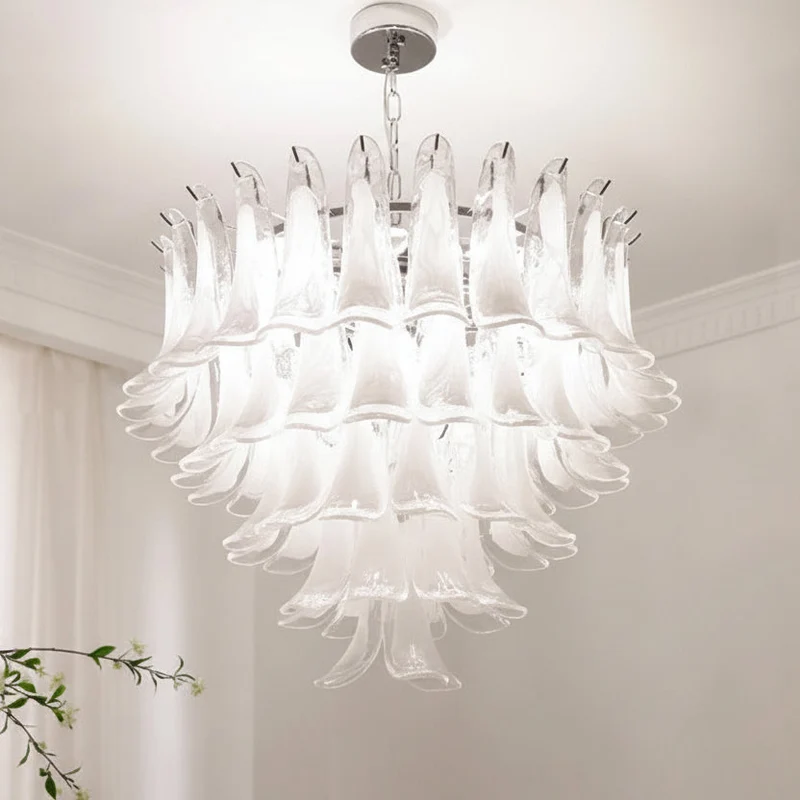 Glazen Kroonluchter Bloemblaadjes Design Dimbaar LED Verlichting Hal Woonkamer Eetkamer Goud Chroom Hanglamp | Sansoti