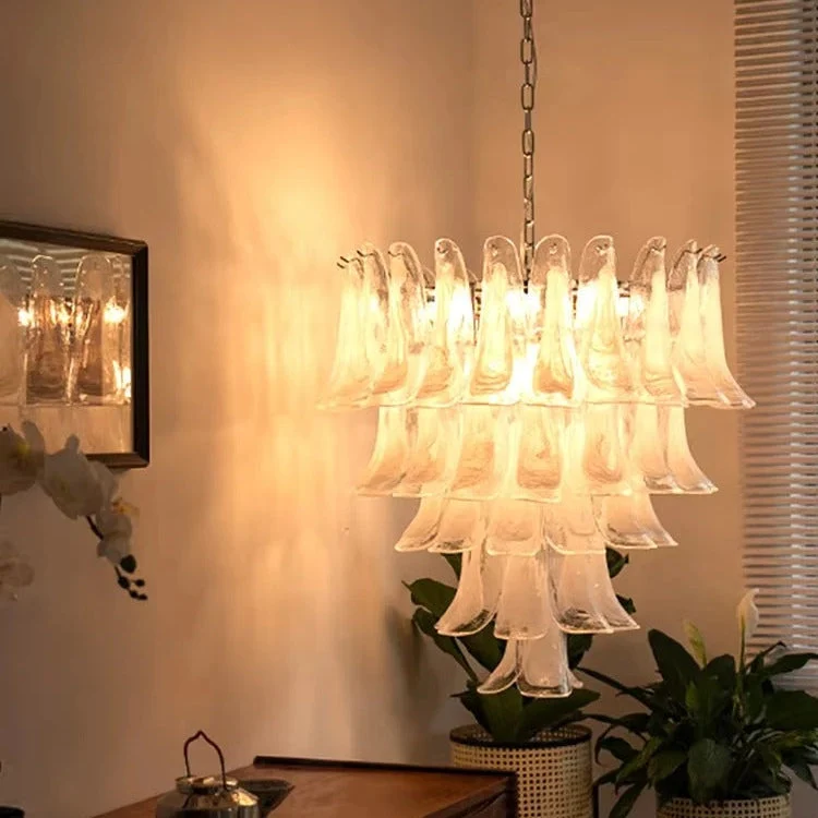 Glazen Kroonluchter Bloemblaadjes Design Dimbaar LED Verlichting Hal Woonkamer Eetkamer Goud Chroom Hanglamp | Sansoti
