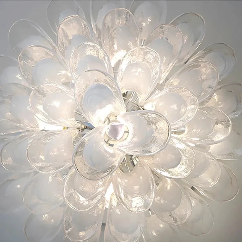 Glazen Kroonluchter Bloemblaadjes Design Dimbaar LED Verlichting Hal Woonkamer Eetkamer Goud Chroom Hanglamp | Sansoti