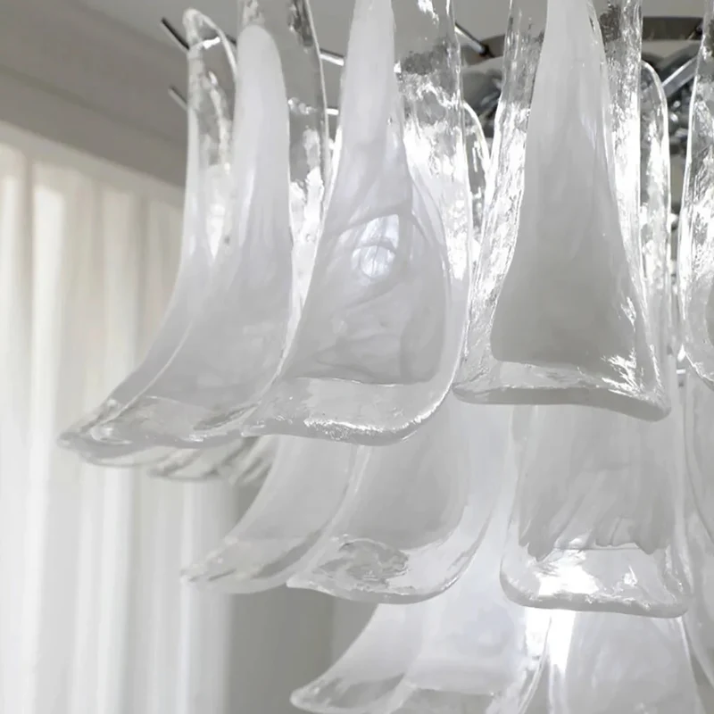 Glazen Kroonluchter Bloemblaadjes Design Dimbaar LED Verlichting Hal Woonkamer Eetkamer Goud Chroom Hanglamp | Sansoti