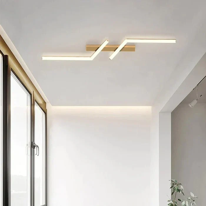 Plafondlamp Zigzag LED Geometrisch Modern Design Zwart Goud 60cm 80cm Woonkamer Slaapkamer Hal Dimbaar | Sansoti