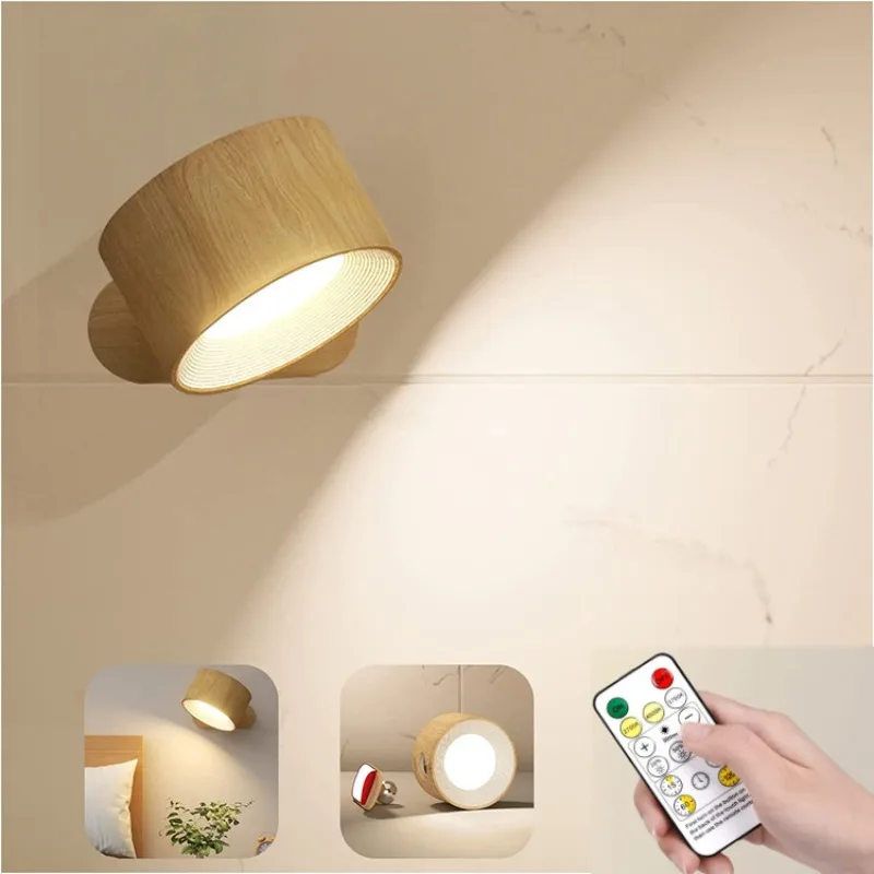 Magnetische Wandlamp Draadloos Oplaadbaar met Afstandsbediening 360° Draaibaar LED Cilinder Dimbaar Sfeerlicht | Sansoti