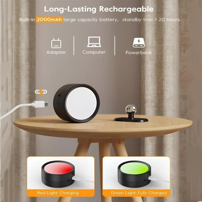 Magnetische Wandlamp Draadloos Oplaadbaar met Afstandsbediening 360° Draaibaar LED Cilinder Dimbaar Sfeerlicht | Sansoti