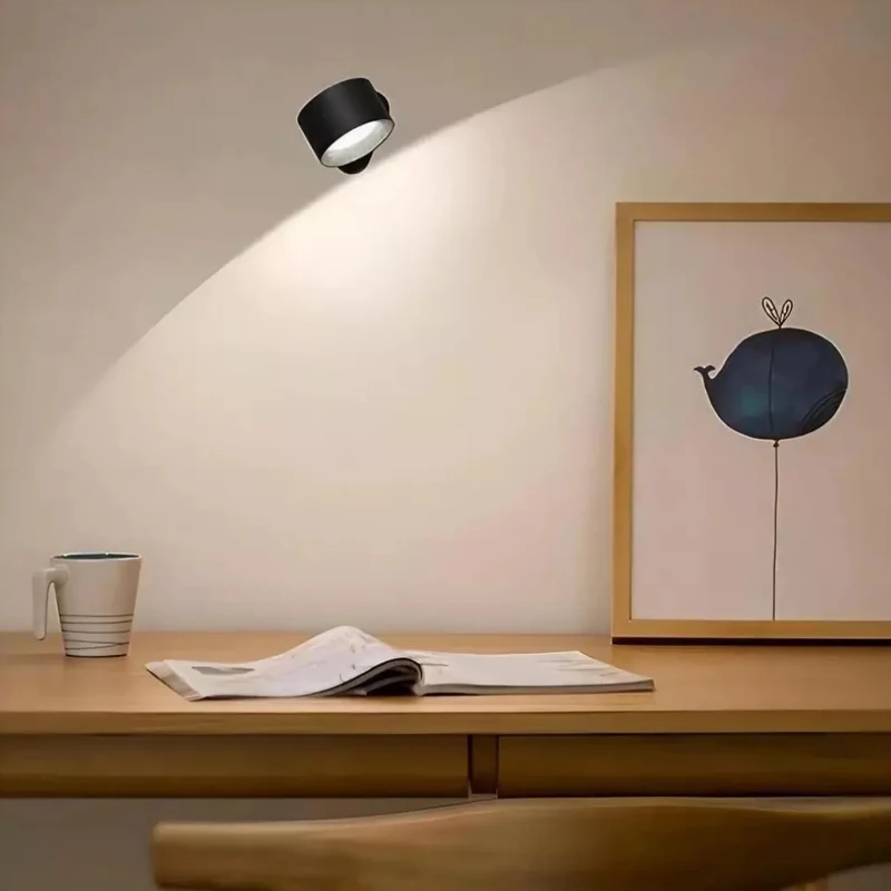 Magnetische Wandlamp Draadloos Oplaadbaar met Afstandsbediening 360° Draaibaar LED Cilinder Dimbaar Sfeerlicht | Sansoti